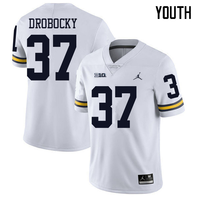 Jordan Brand Youth #37 Dane Drobocky Michigan Wolverines College Football Jerseys Sale-White